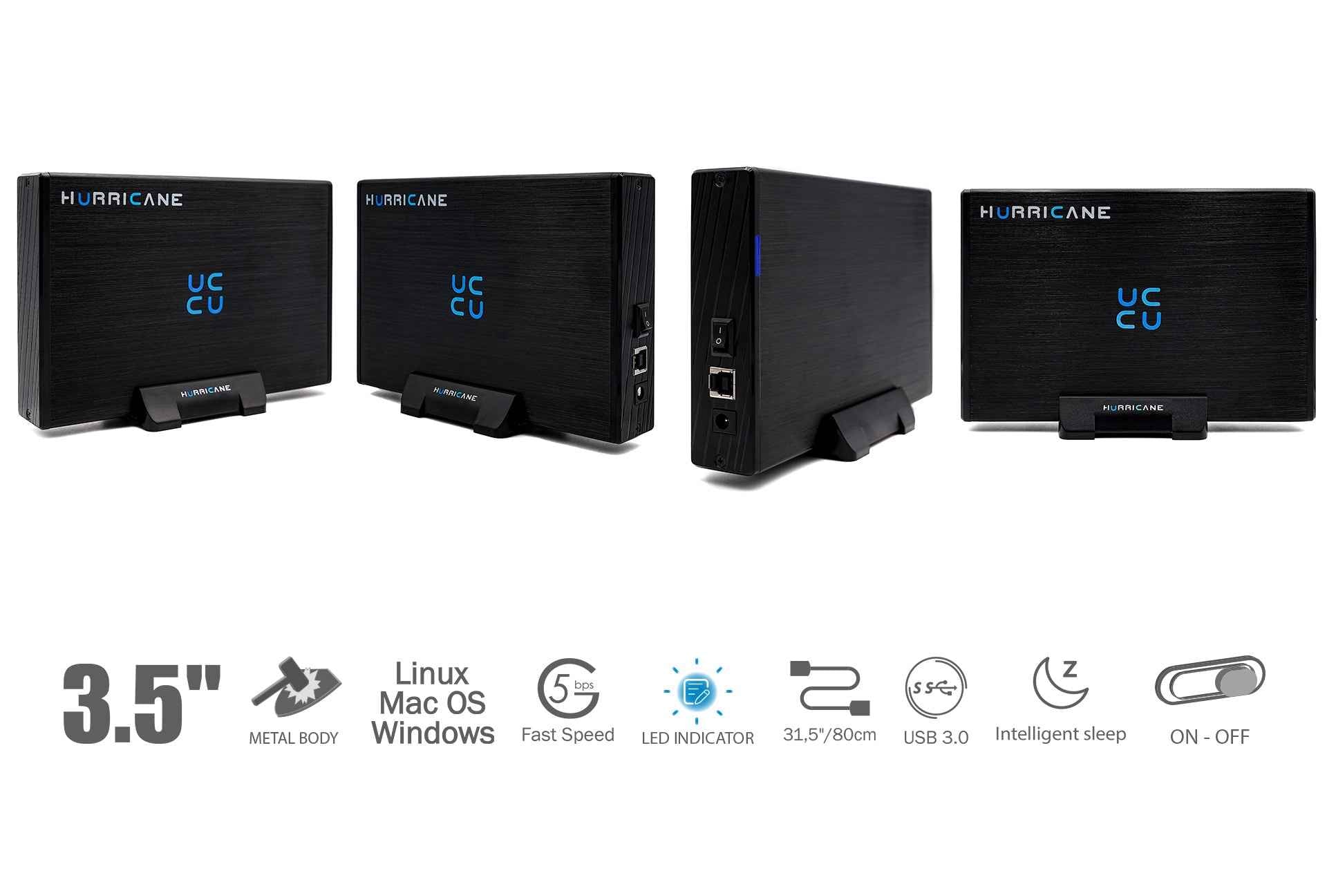 HURRICANE GD35612 Externe Festplatte 3,5" USB 3.0 Aluminium
