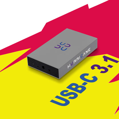 HURRICANE 3518C3 Aluminium Externes Festplattengehäuse, 3.5 Zoll, USB-C für Windows, Mac, Linux, PS4, PS5 und Xbox