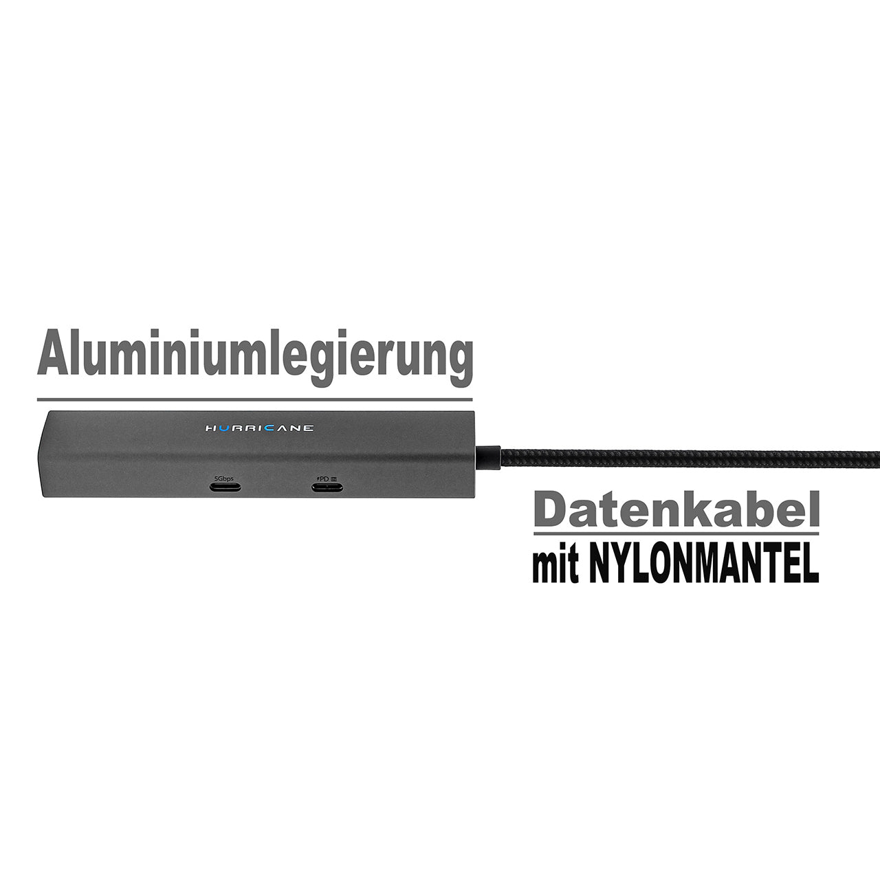 Hurricane C0546 6-in-1 USB-C HUB Dock mit RJ45