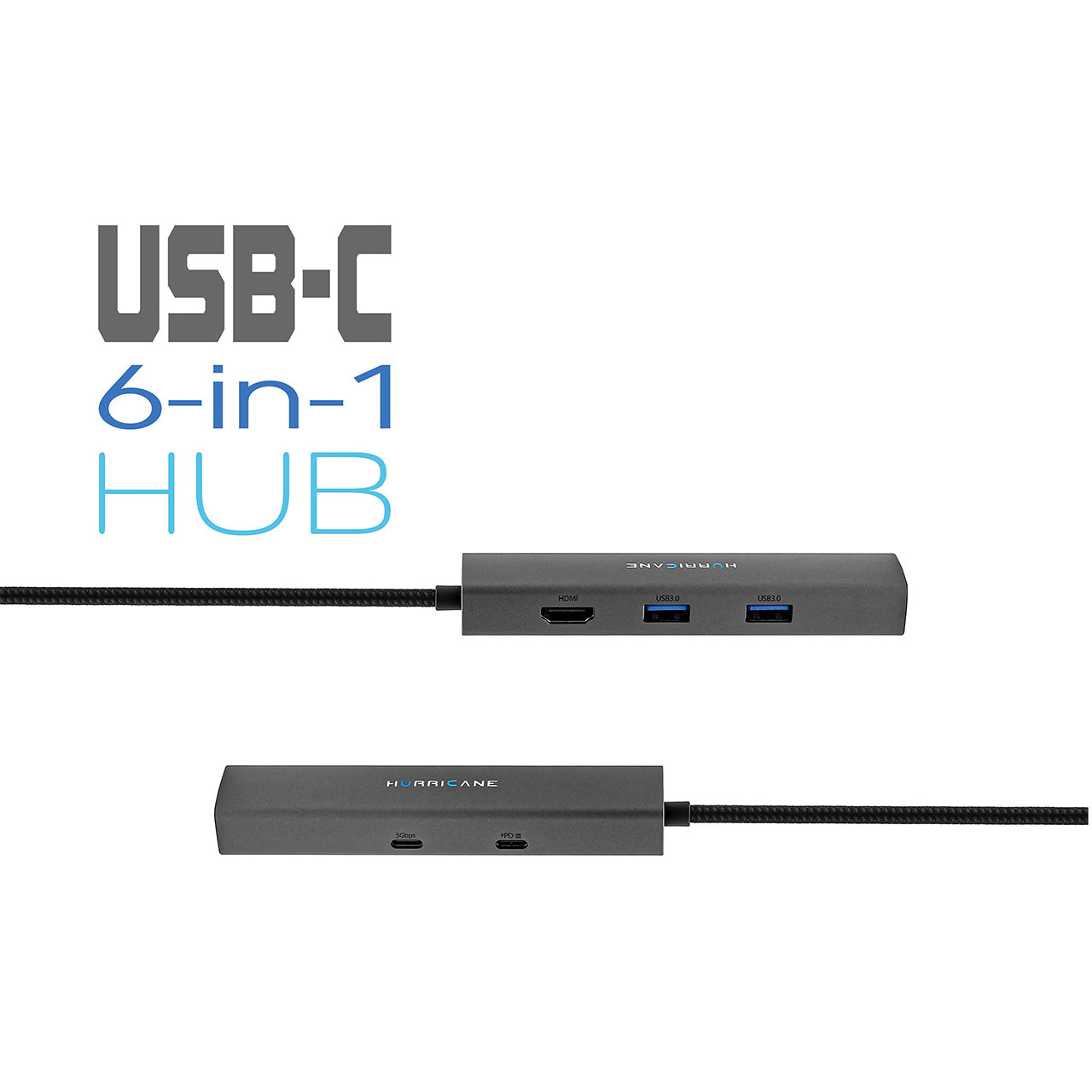 Hurricane C0546 6-in-1 USB-C HUB Dock mit RJ45